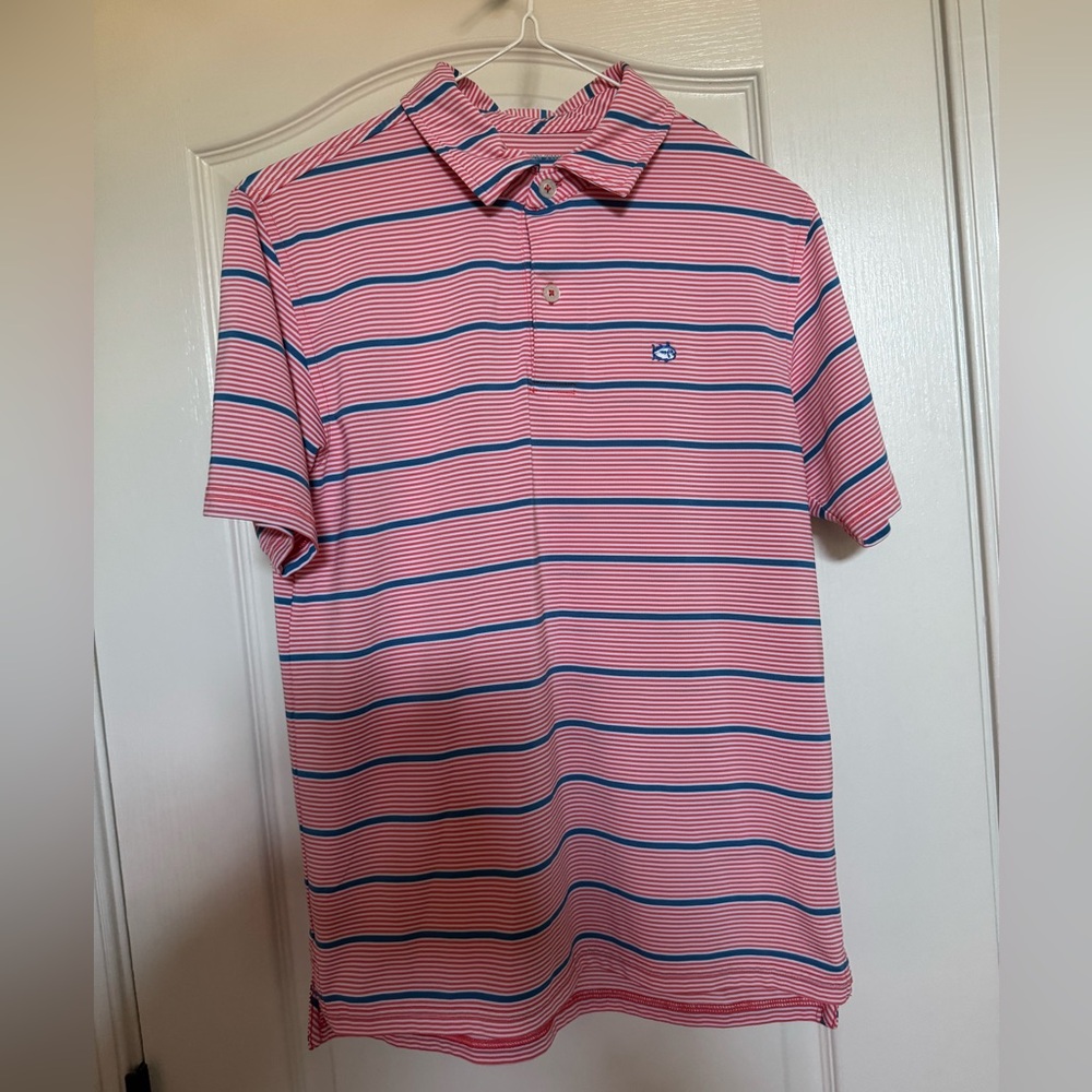 Southern Tide Pink and Blue Striped Polo